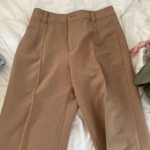 brown zara straight leg pant